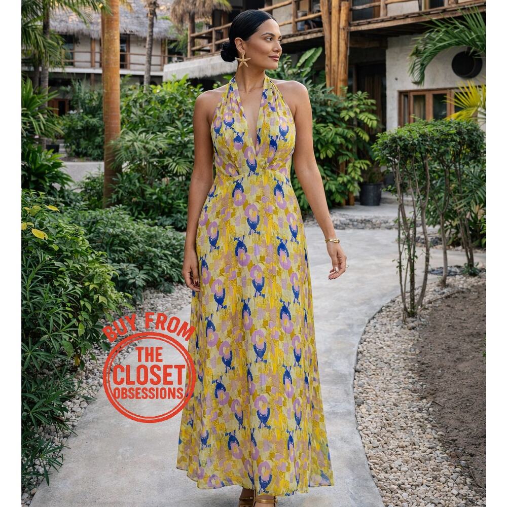 ZARA Floral V-Neck Maxi Dress NWT